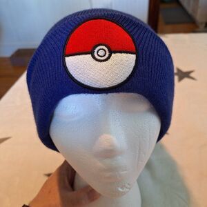 Pokemon Nintendo Blue Pokeball Knit Bioworld Beanie Hat One Size Winter 2016 NWT